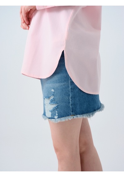 Oversize Fit Kadın Gömlek U.kol Pembe