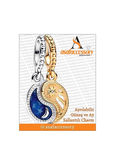 Ayrılabilir Güneş Ve Ay Charm Asafaccessory Gümüş