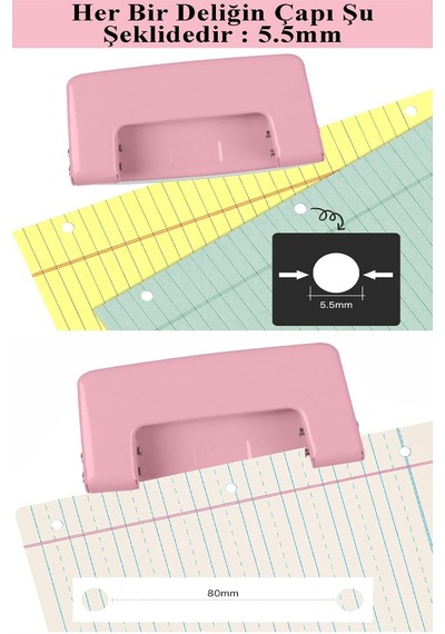 Açık Pembe Delgeç Metal 1 Adet 10 Sayfa Enerji Tasaruflu Delegeç Perfaratör Kağıt Delgeci 1 Paket Pembe