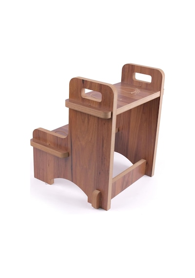 Rozitoys Ahşap Montessori Kaymaz Basamak Tabure Banyo Ve Lavabo Yükseltici Merdiven, 36x36x40 Cm, Mdf Melamin Kapl Genel