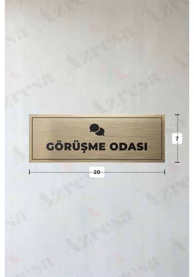 Görüşme Odası Yazılı - Metal - Gold Renk - Kapı İsimliği - 20x7 Cm