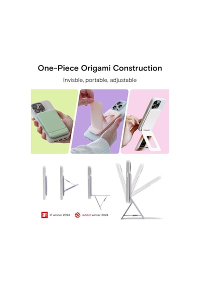 Taşınabilir Mini Telefon Standı Gri Renk Katlanabilir Kartlık Manyetik Özellikli Çok Amaçlı Stand