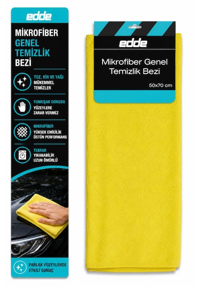 Edde Araba Araç Oto Mikrofiber Genel Temizlik Bezi 50 70 Cm Oto Detailing