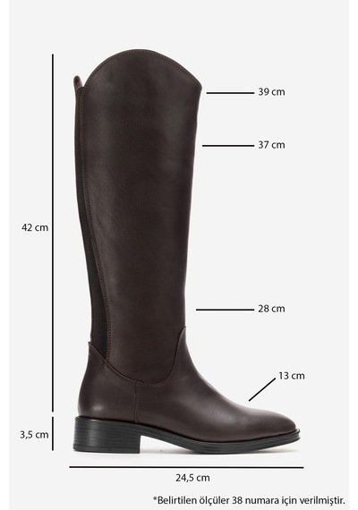 Luvishoes Ruız Kahverengi Cilt Hakiki Deri Streç Detaylı Kadın Çizme Kahverengi