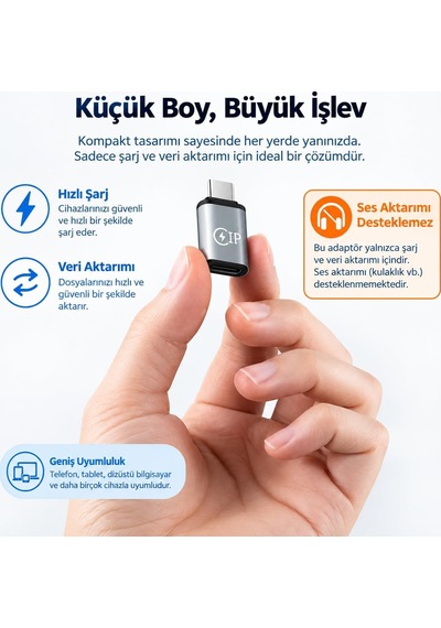 Linkage Lko-16 Type-c To Lightning Otg Çevirici Adaptör - Şarj Ve Veri Aktarımı Destekli Metal Dönüştürücü Ses Aktarımı Desteklemez