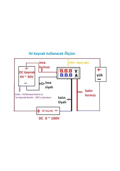 Dijital Voltmetre Dijital Ampermetre Dc 0-100V 10A