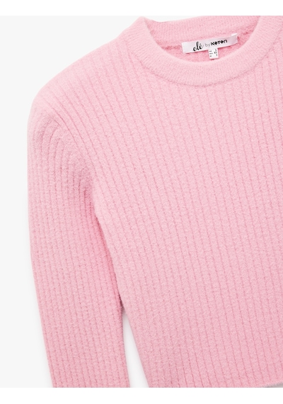 Koton Uzun Kollu Bisiklet Yaka Triko Crop Kazak Pembe 6wal90113ht GÜL
