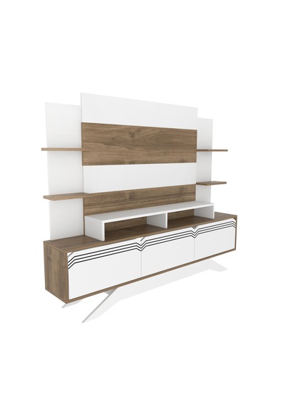 Decorotika Delpi Tv Ünitesi Beyaz Ceviz Beyaz - Ceviz