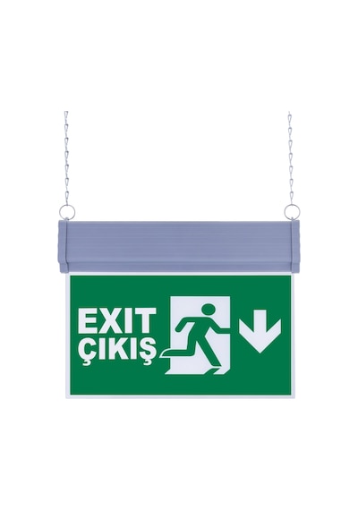 Sg051-a2 Çift Yönlü Acil Yönlendirme Armatürü Zincirli Exit Çıkış Aşağı Ae39c Beyaz