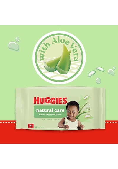 Huggies Baby Wipes 48s Natural Care Aloe Vera ve E Vitamini İçeren Islak Mendil Tekli
