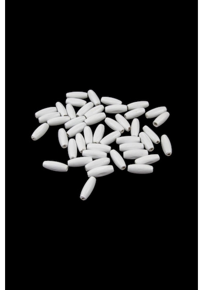 12 Mm Arpa Beyaz 22x6 Mm Ahşap Boncuk 35 Gr 70 Adet