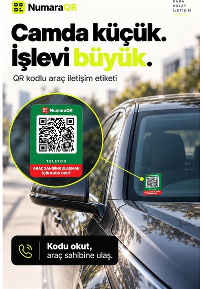Qr Kodlu Numaratör Araç Ve Motosiklet İçin Qr Etiket Park Numaratörü 8,5x5,5 Cm Yeşil Numaraqr