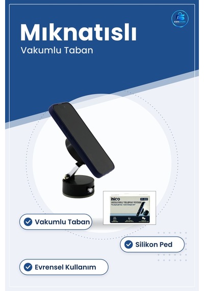 Araç İçi Telefon Tutucu Mıknatıslı Vakumlu Evrensel Neodimyum Sil