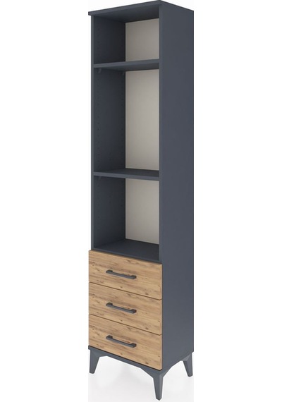 Arges Dolap 3 Raflı 3 Çekmeceli 44x30x182 Antrasit-çam Antrasit