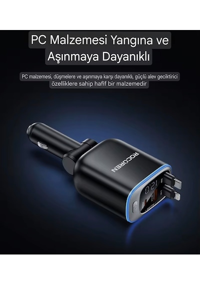 72w 4'ü 1'arada Geri Çekilebilir Kablo Type-c+iphone Lightnig+usb