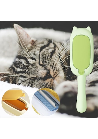 Kedi Figürlü Pratik Hazneli Evcil Hayvan Kedi Köpek Tüy Toplama Toplayıcı Fırça