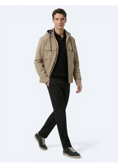 Kip Açık Kahve Regular Fit Kapüşonlu Casual Dokuma Mont Kahverengi