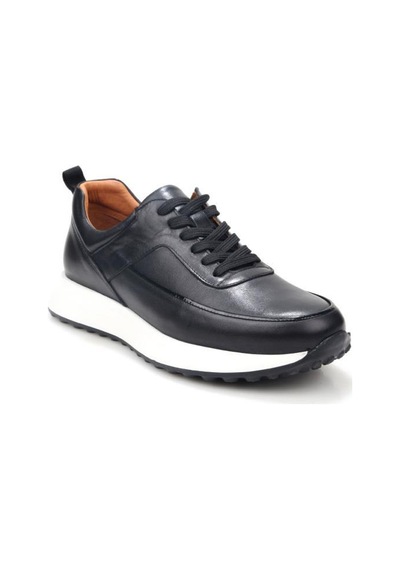 Papuçcity Pisagor Ps-5757 Erkek Hakiki Deri Sneakers Spor Ayakkabı Siyah
