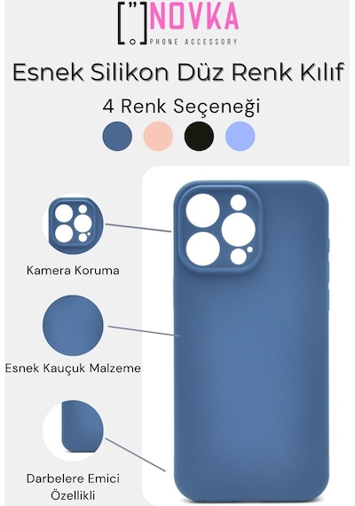 Apple Uyumlu iPhone 15 Düz Renk Esnek Yumuşak Silikon Kılıf Rubber Siyah