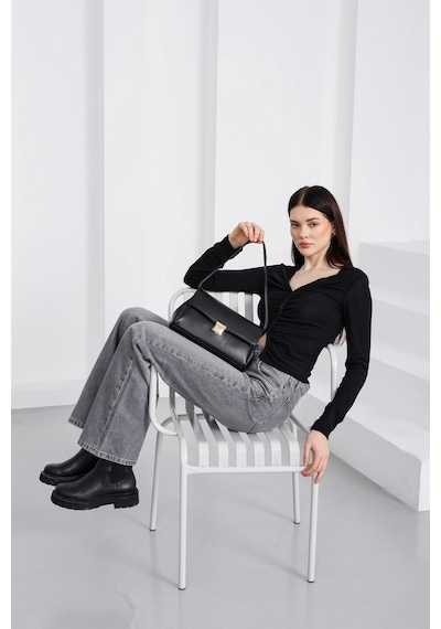 Shule Bags Lauren City Baget Çanta Siyah Siyah