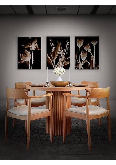 Sardes İskandinav Natural Ahşap Masa Sandalye Takımı 90x90 Natural