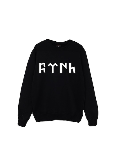 Türk Baskılı Bisiklet Yaka Sweatshirt Siyah