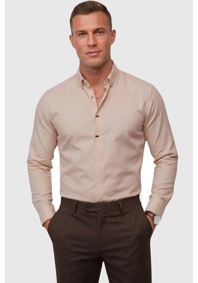 Deep Sea Deepsea Toprak Slim Fit Likralı Kolay Ütülenebilir Gizli Düğmeli Erkek Gömlek 2602614 Kahverengi Deep Sea Deepsea Toprak Slim Fit Likralı Kolay Ütülenebilir Gizli Düğmeli Erkek Gömlek 2602614 Kahverengi