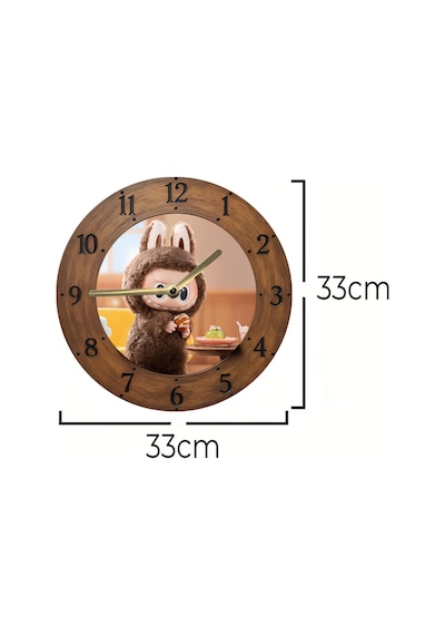 Sevimli Tavşan Kostümlü Çocuk Temalı 3d Görünümlü Mdf Duvar Saati - 33 Cm Sdw343 Renkli