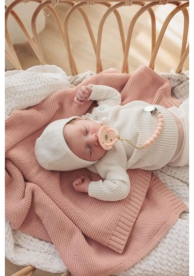 Kız Ve Erkek Bebek Için Triko Örgü Bebek Battaniyesi 90cm X110cm Basics Pudra Pembe Pembe2 Pembe2