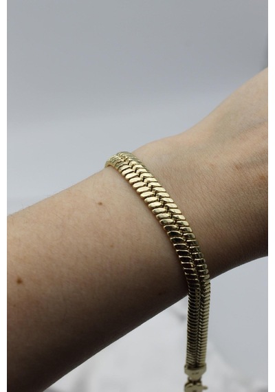 Vıp Çelik 14k Altın Kaplama İtalyan Zincir Model Bileklik - 20 Cm Unisex