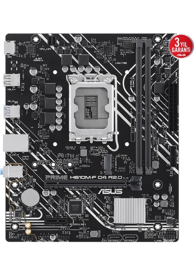 Asus Prıme H610m-f D4 R2.0, 2xddr4, M.2, Hdmı, 12-13.14.nesil, Lga1700 Soket, Anakart