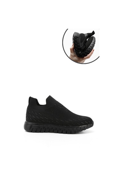 Gönderi(R) Gönderi R Siyah Triko Taşlı Memory Foam Tabanlıklı Comfort Sneaker Siyah