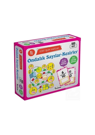 Dört İşlem Kartları - Ondalık Sayılar-kesirler (9 Yaş)
