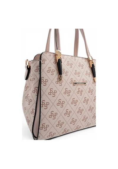 Silver & Polo Silver Polo Pembe - Pudra Monogram Kadın El Çantası Sp1136
