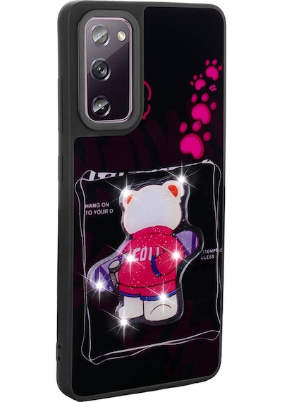 Subutu Galaxy S20 Fe Kılıf Parlayan Kabartmalı İkonik Figürlü Sbt Amas Silikon Kapak - Pembe Pembe