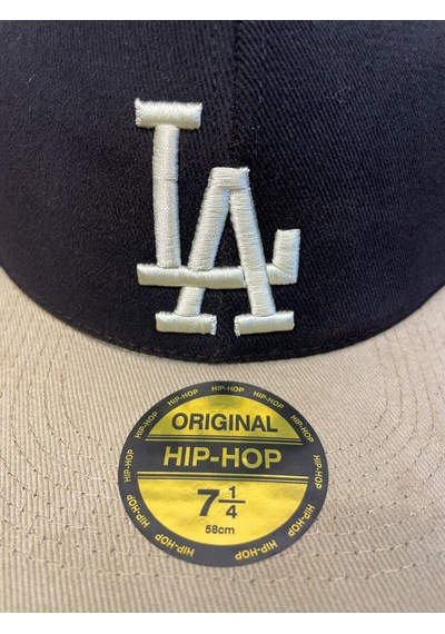 Hamze La Losangeles Nakışlı Hiphop Snapback Rapper Drip Şapka Cap Siyah - Bej