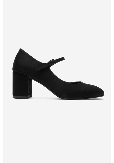 Luvi Shoes Nıcho Siyah Kumaş Kadın Kalın Topuklu Ayakkabı