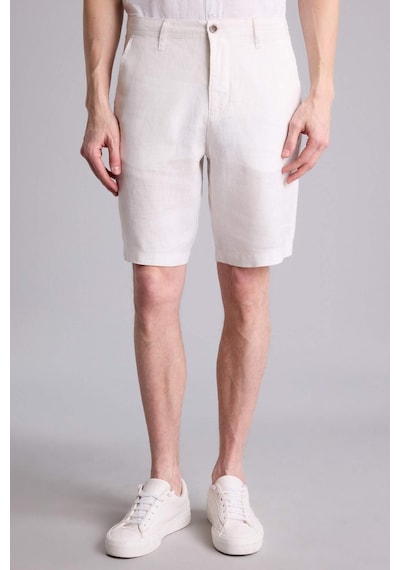 Defacto %100 Keten Regular Fit Yazlık Bermuda Şort D9931ax25smwt33 Beyaz