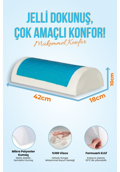 Viscofoam Çok Amaçlı D Model Jelli Horlama Visco Yastık - 42x18x10cm