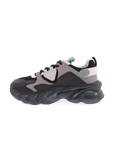 Dgn 70121-22y Kadın Bağcıklı Kalın Taban Sneakers Ayakkabı Siyah - Yeşil
