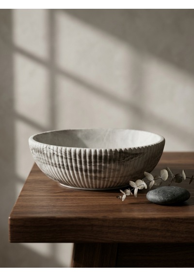 Dekorea Home Mermer Görünümlü Taş Tozu Dekoratif Kase - Çok Amaçlı Modern Ev Aksesuarı
