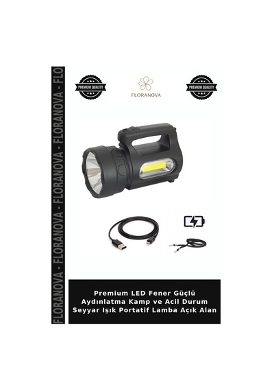 Premium Led Fener Güçlü Aydınlatma Kamp Ve Acil Durum Seyyar Işık Portatif Lamba Açık Alan Beyaz