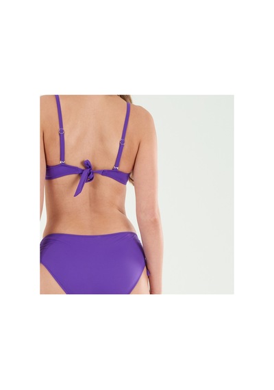 Louren Kadın Mor Sırt Bağlamalı Kaplı Balenli Straplez Bikini Takımı Mor