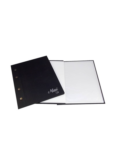 Menü Kabı 18X23 4 Sayfalı Cilt Bezli A5  siyah