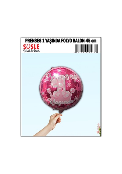 Prenses 1 Yaşında Folyo Balon - 45Cm