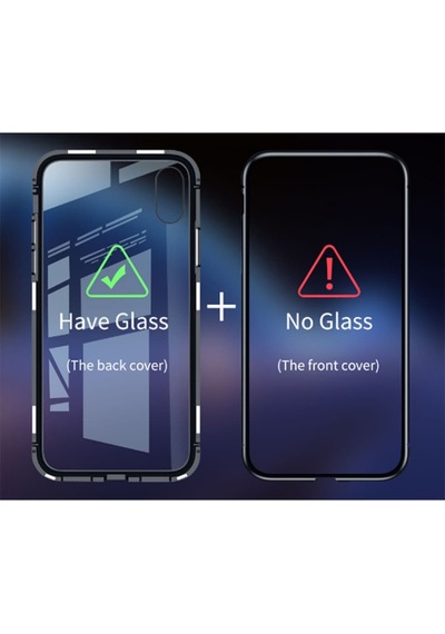 Baseus Apple Uyumlu iPhone Xs Max Arkasi Cam Manyetik Metal Frame Kilif 119550739 - Renk / Gümüs