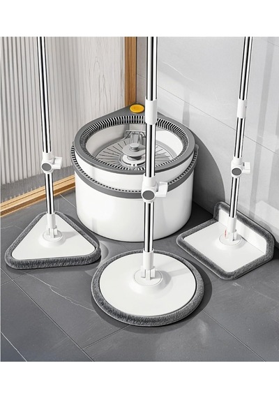 Yeni Tasarım Otomatik 360 Döner Mop Ve Temizlik Seti, 3 Başlıklı Paspas Mop