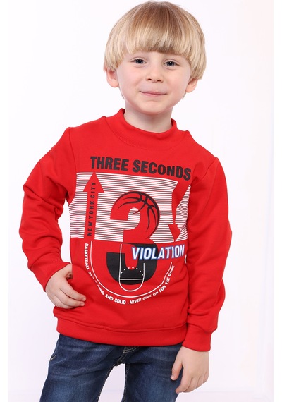 Toontoy Kids Toontoy Erkek Çocuk 3 Vıolatıon Baskılı Sweatshirt Kırmızı