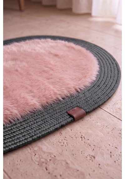 Banyo Paspası Takımı 60x100+40x60 Cm Düz Pembe & Antrasit Gri