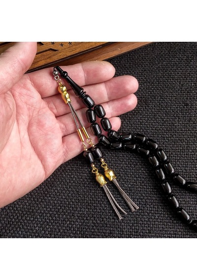 7x11 mm Siyah Ateşi Kehribar İsme Özel Tesbih